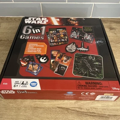Disney Star Wars Theme 6 in 1 Family Board Game Compendium Ages 6 & Up Complete - Image 1 of 4