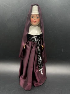 Vintage Nonne Puppe Zusammensetzung Schlafaugen bewegliche Arme Beine Brille Rosenkranz 11 Zoll - Bild 1 von 7