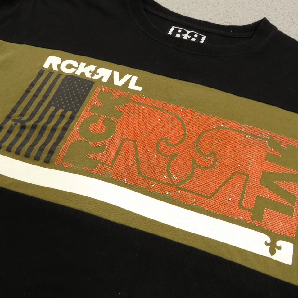 Рубашка Rock Revival XXL мужская черная текстурированная украшенная графическим логотипом футболка с принтом - Изображение 1 из 4