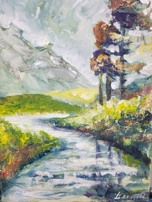 Ölbild Fluss Farbe Gemälde Modern Art Alexander Diener Natur  Unikat Wandbild  - Bild 1 von 4