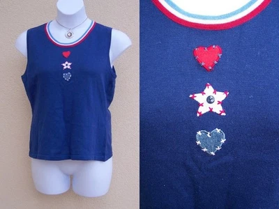 Storybook Knits NUEVO Suéter Camiseta sin mangas Land That I Love Talla L Patriótico Rojo Azul Foto 1 de 4