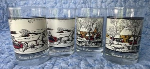 Currier & Ives Glasses Arby’s Collector Winter Series 1978/1981 Set of 4 - Picture 1 of 7