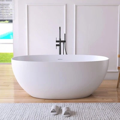 Bañera independiente de 59"" de resina de piedra superficie sólida bañera independiente Foto 1 de 4