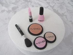 Edible Handmade MAC Make up Cake Topper Fondant Cupcake Decoration Set - Picture 1 of 14