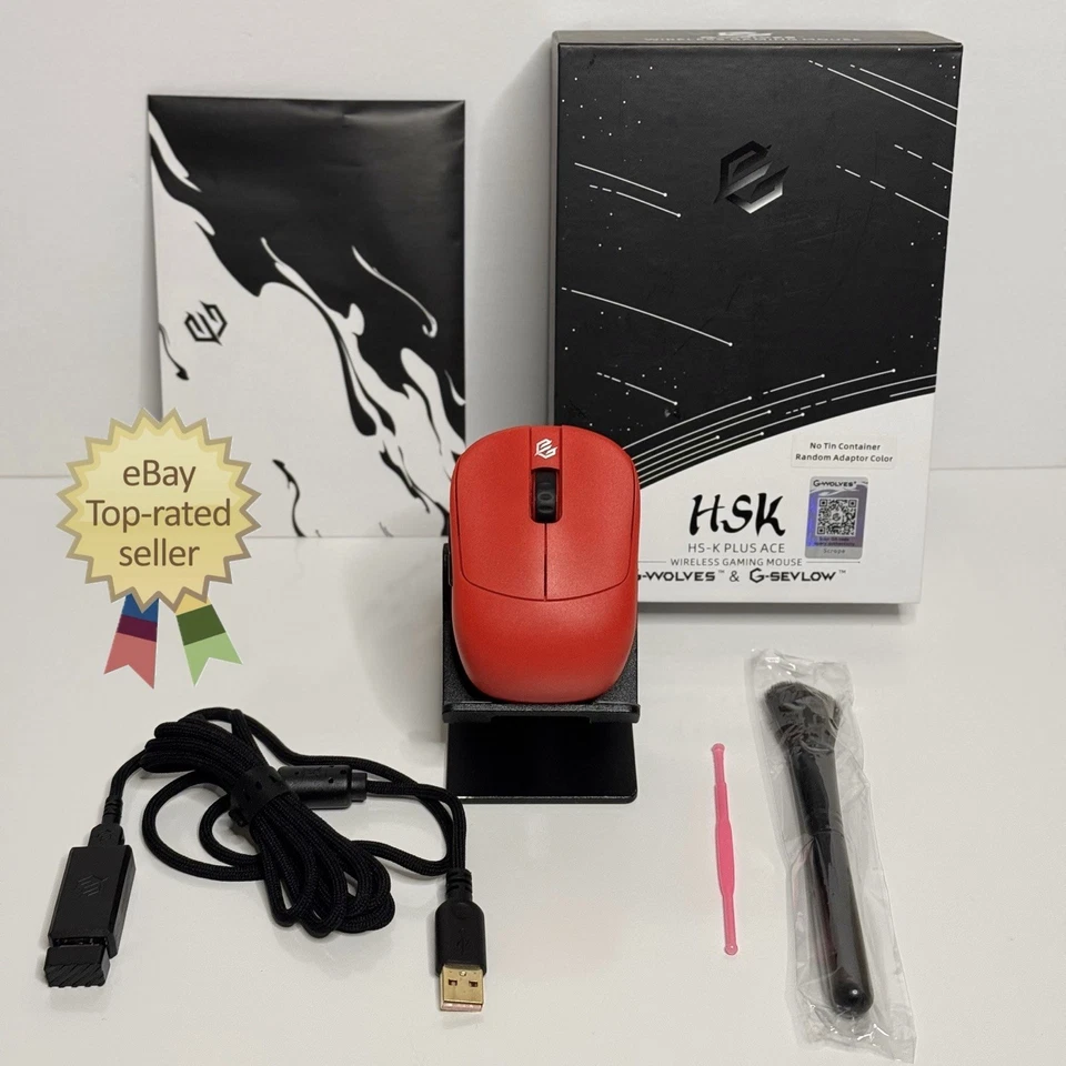 ⚡️G-Wolves HSK Wireless Gaming Mouse HS-K Plus Ace HSK3370 Red - CLEAN ⚠️TESTED - Image 1 of 4
