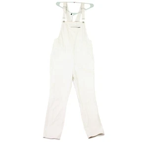 Madewell White Overalls Women Size Large Cotton Denim Straight Leg Side Zip - Picture 1 of 15