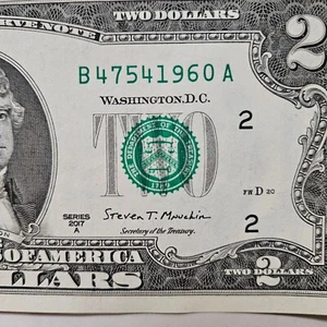 $ 2 Geburtstagsnote Zwei-Dollar-Schein B 4754 1960 A im Umlauf (nachstehendes Jahr 1960) - Bild 1 von 2