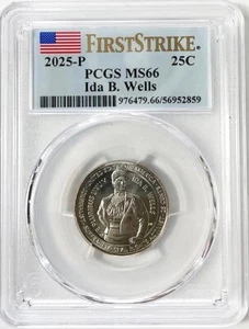 2025 P American Women Quarter Ida B. Wells PCGS MS 66 First Strike Label - Picture 1 of 2