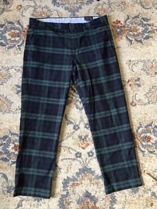 Polo Ralph Lauren Pants Men 36x28 Green Blue Tartan Plaid Stretch Straight Pony - Picture 1 of 12