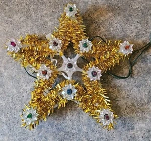 Albero di Natale Stella Tinsel Oro Topper 11 Luci Vintage  - Foto 1 di 4