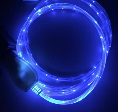 FLOW LIGHT EL LED glow 3ft data charger cable FOR MICRO-B smart phones & devices - Image 1 of 4