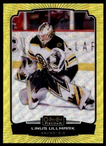2022-23 O-PEE-CHEE PLATINO AMARILLO NEÓN OLEADA LINUS ULLMARK BOSTON BRUINS #159 - Imagen 1 de 2