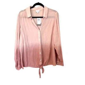 J. Jill Damen Langarm Knopfleiste vorne Krawatte Quarz Ombré Pink Größe 1X Neu mit Etikett - Bild 1 von 10