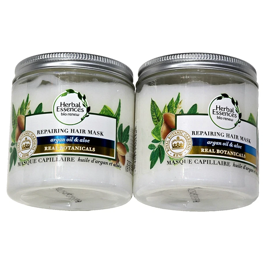 2 Pack Herbal Essences Bio Renew Repairing Hair Mask Argan Oil Aloe 8oz - Image 1 of 1