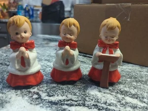 Vintage HOMCO #5550 3er Set Weihnachten CHOR JUNGEN singende Weihnachtslieder Kinder  - Bild 1 von 9