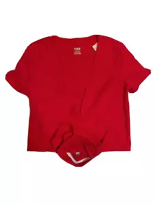 Victoria Secret Ultimate Wrap Shirt Womens Small VS PINK Candy Coral Red - Picture 1 of 3