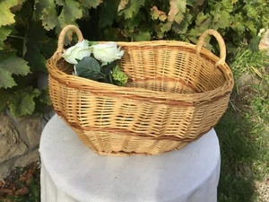 Rare Ancien panier vélo osier corbeille vélo déco fleurs - Foto 1 di 9