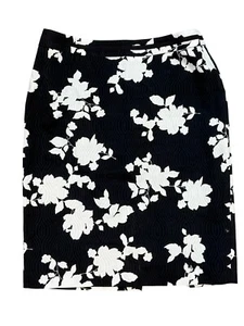 Talbots Damen Rock A-Linie marineblau weiß Blumen gefüttert Trittschlitz Gr. 10 neu mit Etikett - Bild 1 von 5