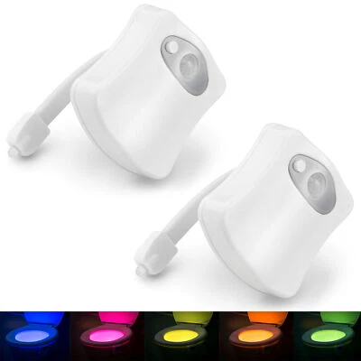 2er Set LED Toilettenlicht con Sensor Movimiento Inodoro Noche Lámpara Cambio - Imagen 1 de 2