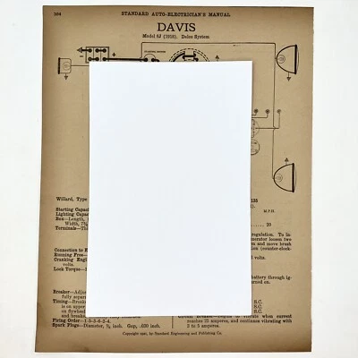 Vtg 1918 6J Davis & 1915 4-440 1916 6-66 Cole Standard Auto Electrician Manual - Image 1 of 2