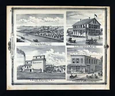 Impresión Atlas de Iowa 1875 granja del condado de Washington Blair Mill Wickham Anderson Store Foto 1 de 4
