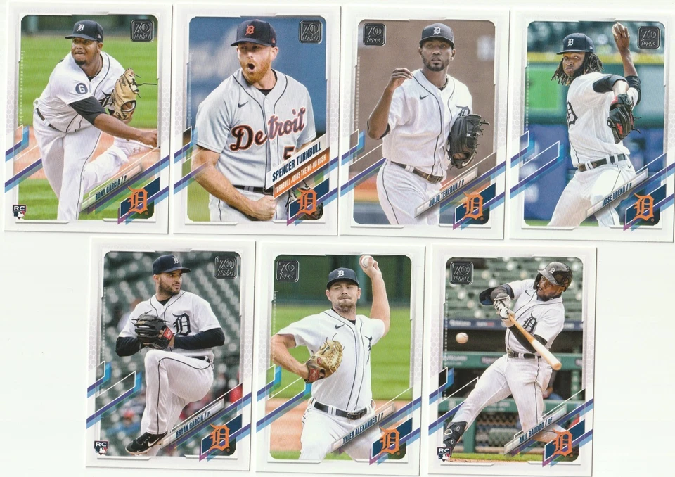 Detroit Tigers 2021 Topps Update 7 Card Team Lot (Turnbull No Hitter, Baddoo RC) - Image 1 of 1