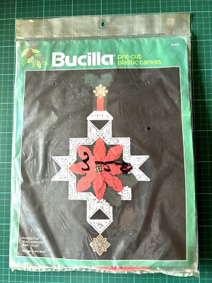 POINSETTIA Bucilla Plastic Canvas Xmas Cross Stitch Kit - Wall or Door Hanging - Image 1 of 2