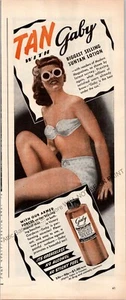 Anuncio impreso loción bronceadora GABY 1946 efímera arte de pared decoración - Imagen 1 de 1
