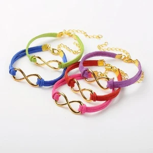 Gold Infinity Link Faux Suede Cord Bracelet Gold Clasps Choose Color(JB01260) - Picture 1 of 2