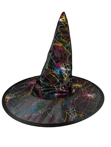 Cappello Costume Strega Ragnatela Diametro 16 1/2" Halloween Nero Nuovo - Foto 1 di 7