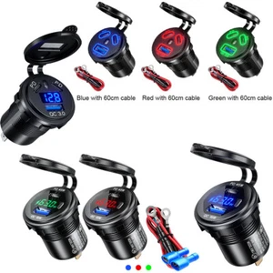 Auto Steckdose QC3.0 PD 45W USB Ladegerät Buchse Motorrad KFZ Voltmeter 12-24V - Zdjęcie 1 z 24