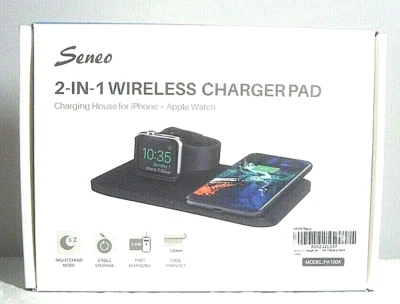 Almohadilla de carga inalámbrica doble Seneo SNPA150AB-USAA1 iWatch/iPhone - negra Foto 1 de 4