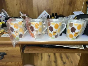 Set Of 4 Rachel Ray Little Hoot Ceramic OWL Mugs - Picture 1 of 3