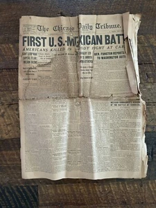 ANTIQUE June 22, 1916 The Chicago Tribune Newspaper 'First US Mexican Battle VTG - Picture 1 of 5