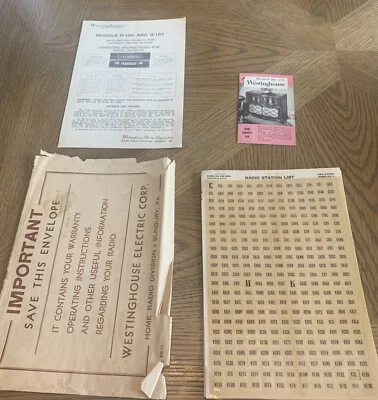 Fono vintage 1949 Westinghouse H-186 y H-187 instrucciones de funcionamiento para radio Foto 1 de 4