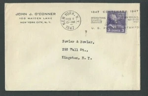 1947 3c Prexy Coil #840 On Cover W/100 Yr Centennial Cancel Of 1st US Postage--- - Picture 1 of 1