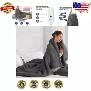 Elegant 50x60 Heated Sherpa Blanket - 5 Levels of Soft Comfort & Auto Shut-Off - Picture 1 of 8