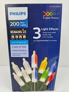 Philips 200 Mini LED Color Light Strings. 2 Sets Of 100 3 Light Effects - Picture 1 of 13