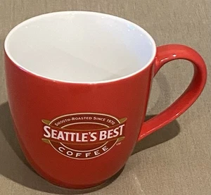 Seattles Best Red Coffee Mug 2005 Curved Walls White Interior Smooth Roasted EUC - Picture 1 of 6