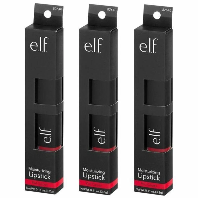 3 X elf / e.l.f. Moisturizing Lipstick Red Carpet 82640 Net Wt. 0.11 oz / 3.2g - Image 1 of 1