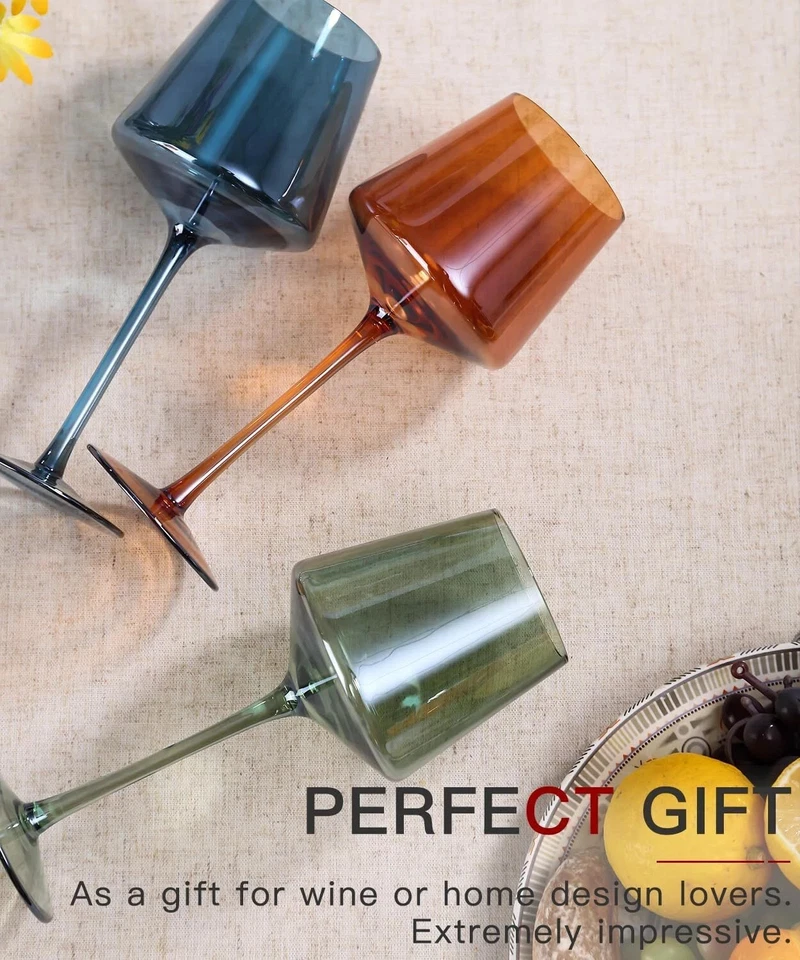 Conjunto de taças de vinho coloridas sopradas à mão (copo de vinho quadrado multicolorido, furo de copo alto - Imagem 1 de 1