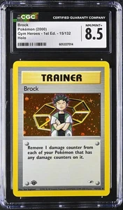 CGC 8.5 NM/MINT Brock 1st Edition Gym Heroes 15/132 Holo Pokemon Card psa - Picture 1 of 2