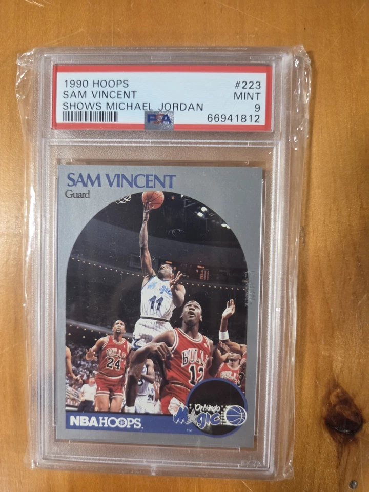 Sam Vincent With Michael Jordan 1990 Hoops PSA 9 Mint #223  - Image 1 of 1