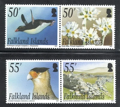 Falkland Islands Mint NH UMM Sc# 942/943 SG# 1083/1086 full birds flora set 2007 - Image 1 of 2