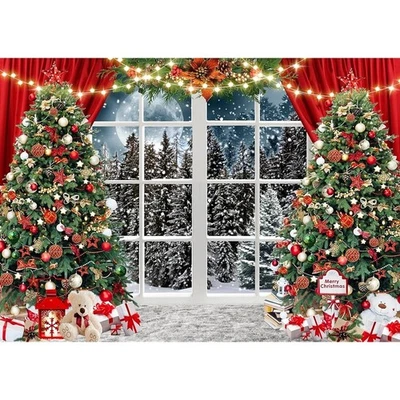 圣诞摄影背景假日装饰节日场景带树灯礼物 — 第 1/4 张图片