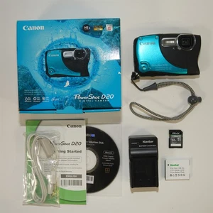 Canon PowerShot D20 12.1MP 5x Optical Waterproof Digital Camera Blue NEAR MINT - Picture 1 of 5