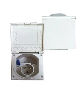240v MAINS INLET SOCKET BOX SQUARE RECESSED CARAVAN MOTORHOME CAMPER WHITE PO113 - Picture 1 of 1