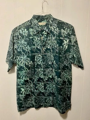 Camisa hawaiana de algodón Island Republic verde estampado floral abotonada para hombre XL Foto 1 de 4
