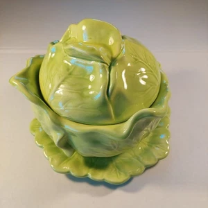 Vintage 70er Jahre Holland Form 3tlg. Grünkohlförmige Schüssel mit Deckel und Unterteller - Bild 1 von 10