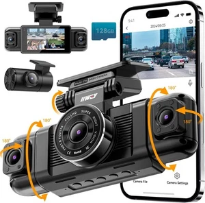 IIWEY N5 4 Kanal Dashcam 360° Ansicht, 1080P vorne und hinten innen, schwarz  - Bild 1 von 8